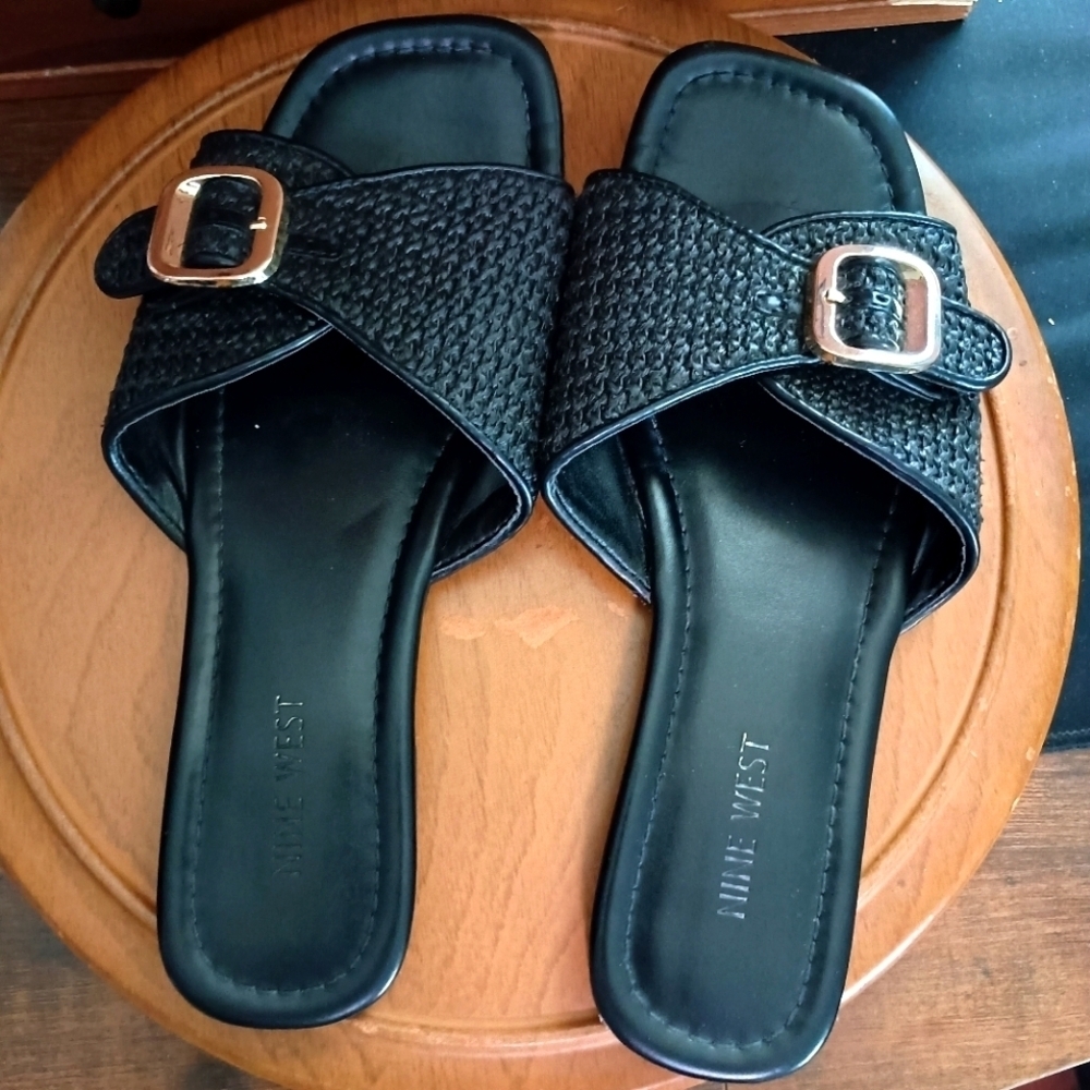 Nine West Black Women's Slide Sandals_8.5